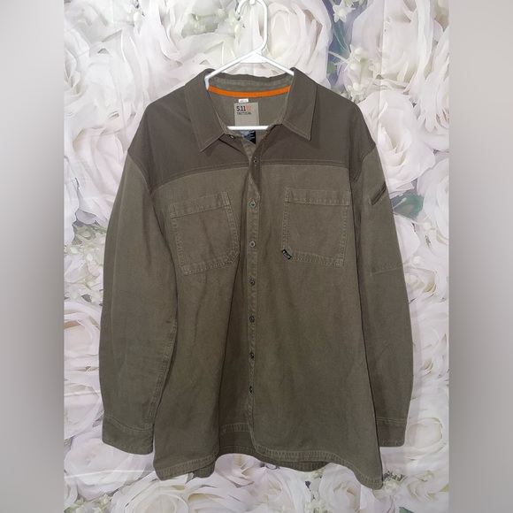 5.11 Tactical Other - 5.11 Tactical Shirt Mens Ripstop Snap Button Long Sleeve Work Army Green Size 2X